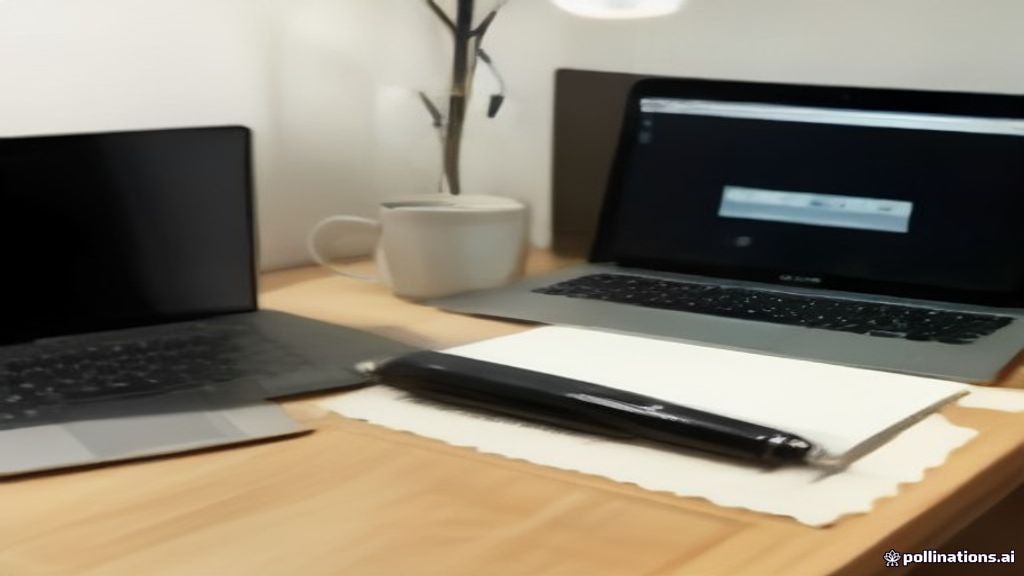 Modern online tutor workspace showing a laptop, notebook, and coffee on a clean desk in natural lighting.