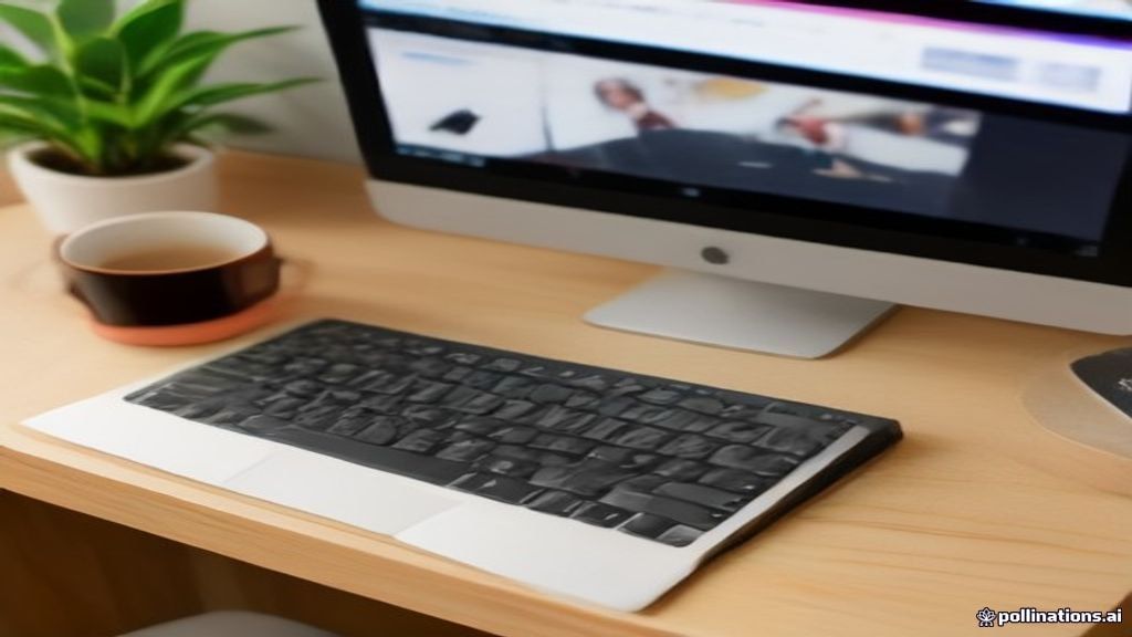 A modern home office setup with a open laptop and study materials on a wooden desk.