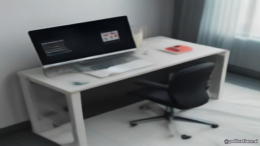 Folded hoodies resting beside a laptop showing custom print-on-demand apparel mockups on a bright desk.