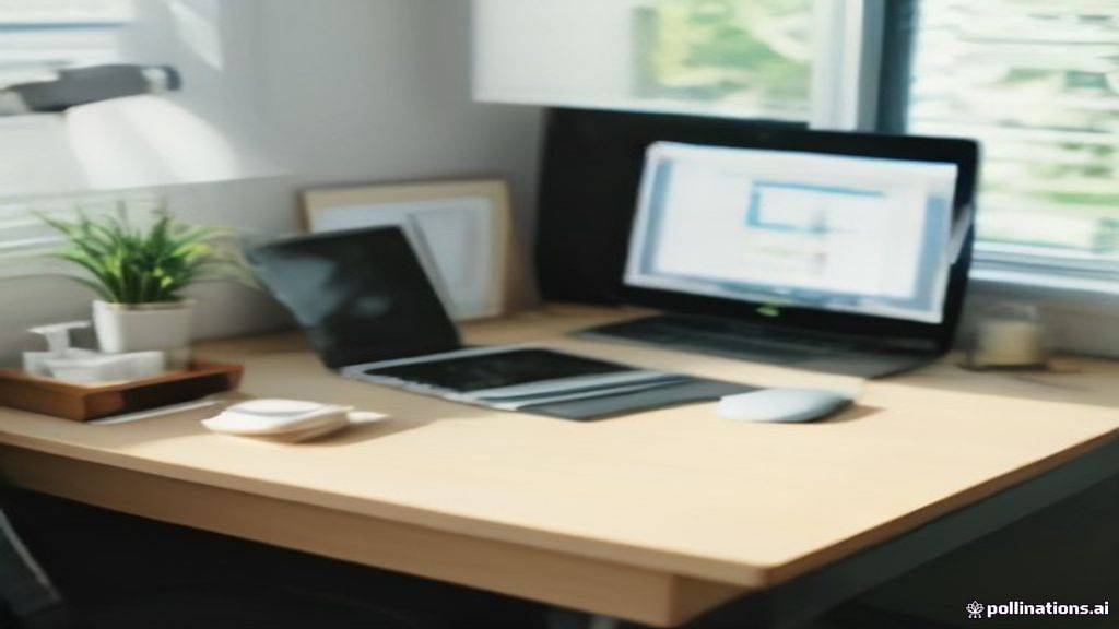 Modern desk setup with laptop displaying customized print-on-demand merchandise designs and profit breakdown sheets.