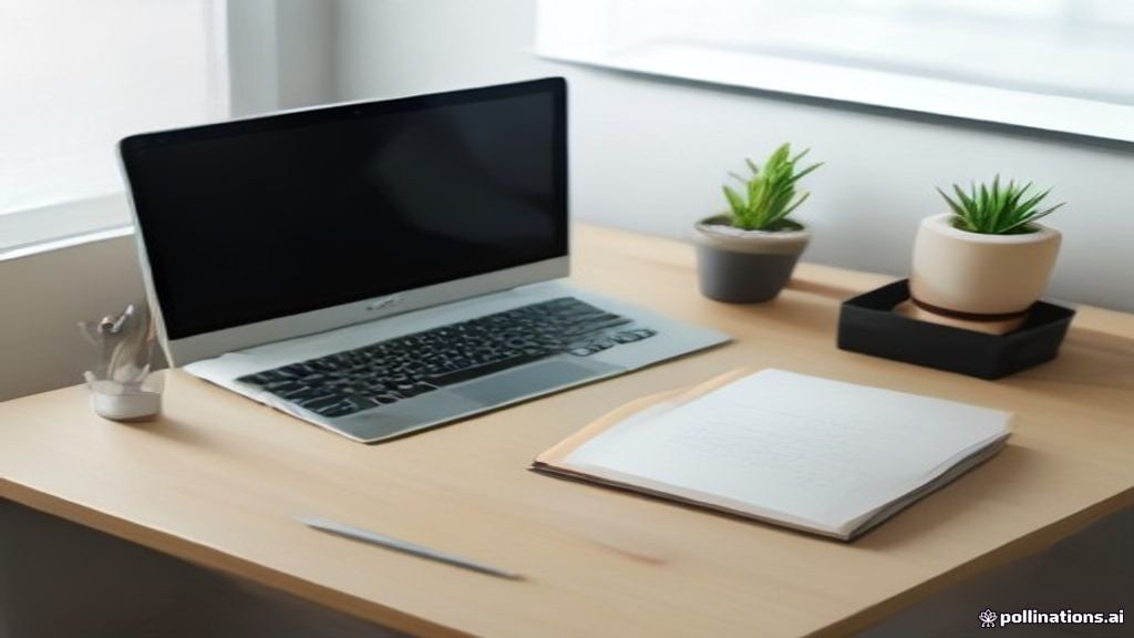 A modern home office setup showing a laptop screen next to financial notes and stationery in clear natural daylight.