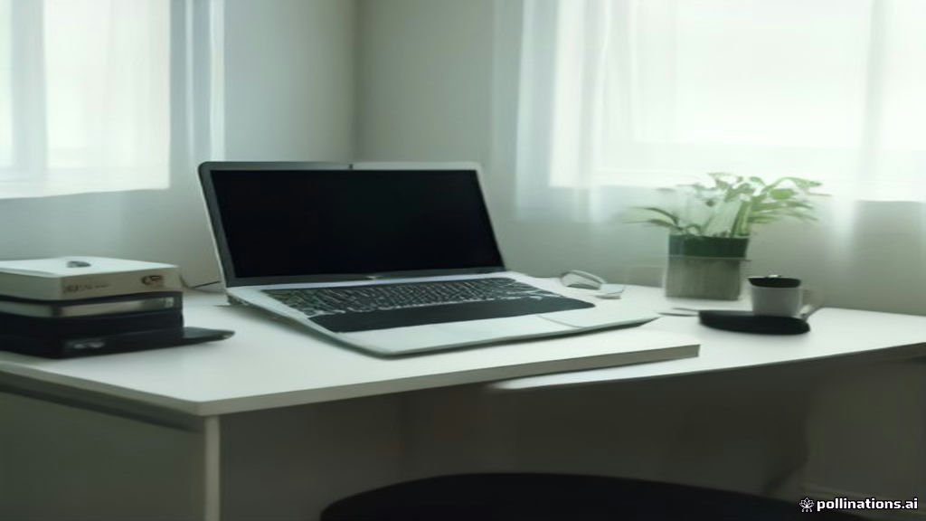 A laptop displaying network bandwidth stats on a clean wooden desk in modern light.