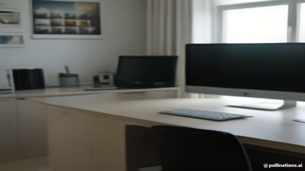 Modern minimalist desk setup with monitors displaying data annotation workflows in a daylight home office environment