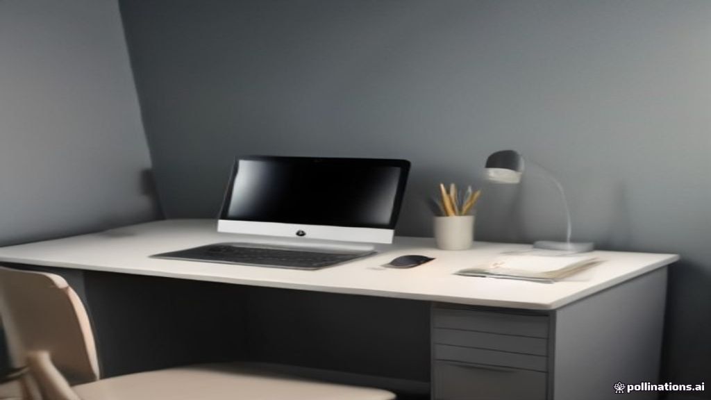 Minimalist home office setup featuring a laptop open to text evaluation guidelines on a wooden desk.