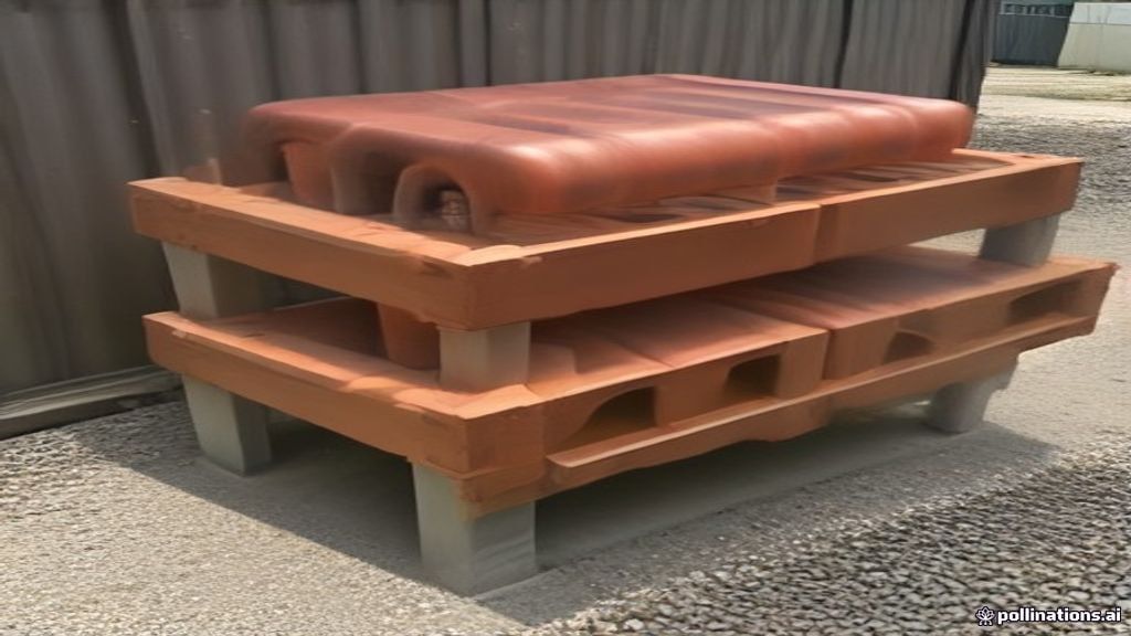 Sorted copper plumbing pipes stored on a pallet at a scrap metal recycling facility.