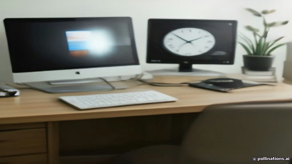A modern home workspace with a laptop open to evaluation guidelines, representing remote search engine evaluator work.