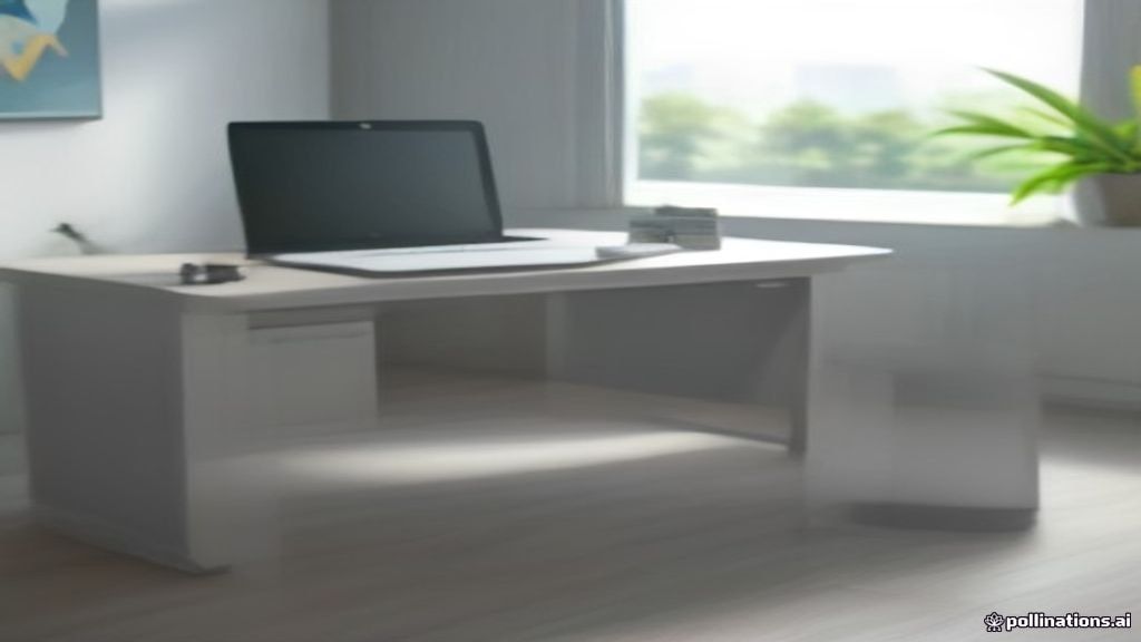 A modern home office setup with a computer reviewing digital sales and revenue metrics.