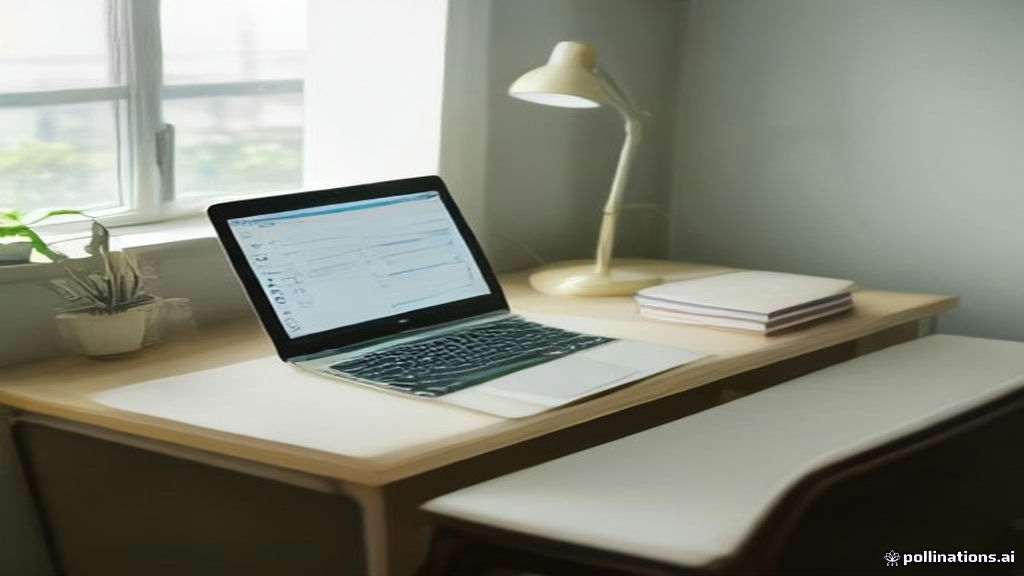 A smartphone displaying a digital newsletter app alongside writing supplies on a minimal wooden desk.