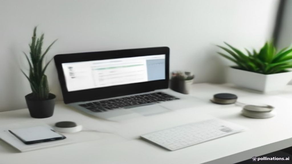 Modern creator workstation featuring a laptop displaying digital publishing subscriber analytics on a clean wooden desk.