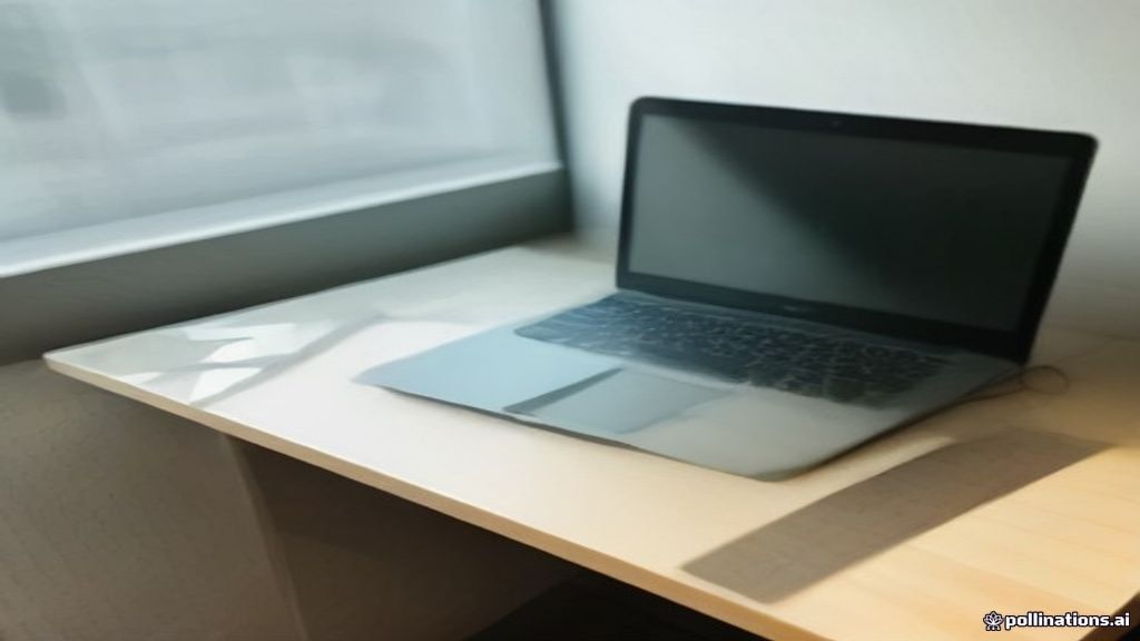 Laptop displaying subscription publishing dashboard alongside a mug and notebook on a bright wooden desk.