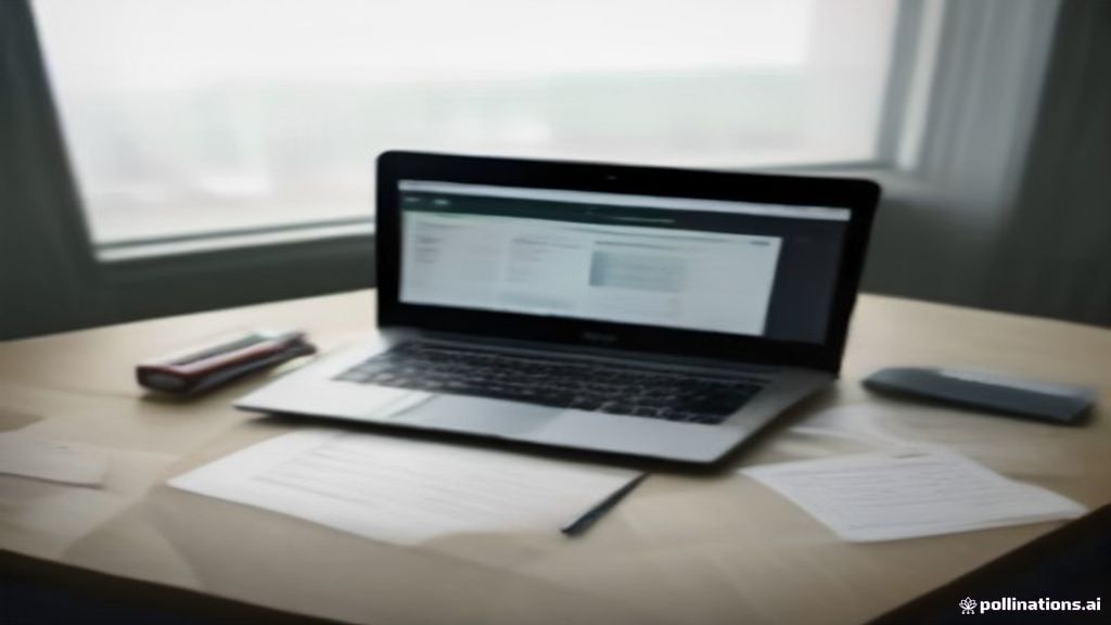 Minimalist workspace with a laptop open to a financial breakdown on a modern wooden desk.
