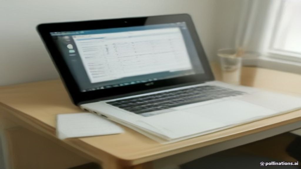 A clean, bright home workspace with a open laptop and study note materials set up for online tutoring.