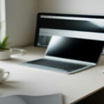 A organized home office desk set up for remote search engine evaluation and AI data collection work.