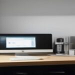 Minimalist home office desk set up for digital media analysis and online exam preparation.