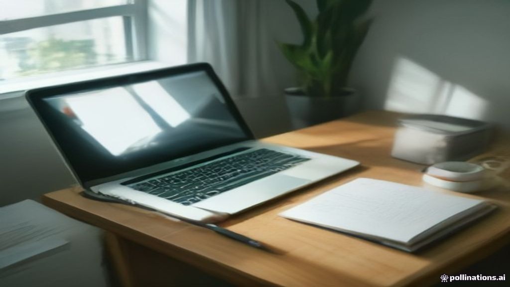 A smartphone and laptop prepared for remote media search analyst evaluations on a clean desk workspace.