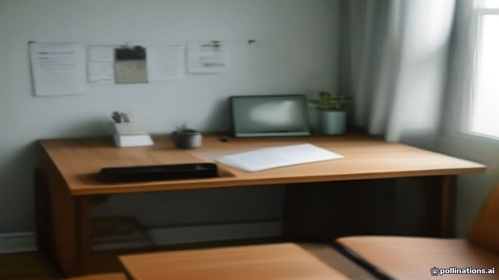 A modern minimalist work workspace with a laptop open to study materials and reference documents under bright natural light.