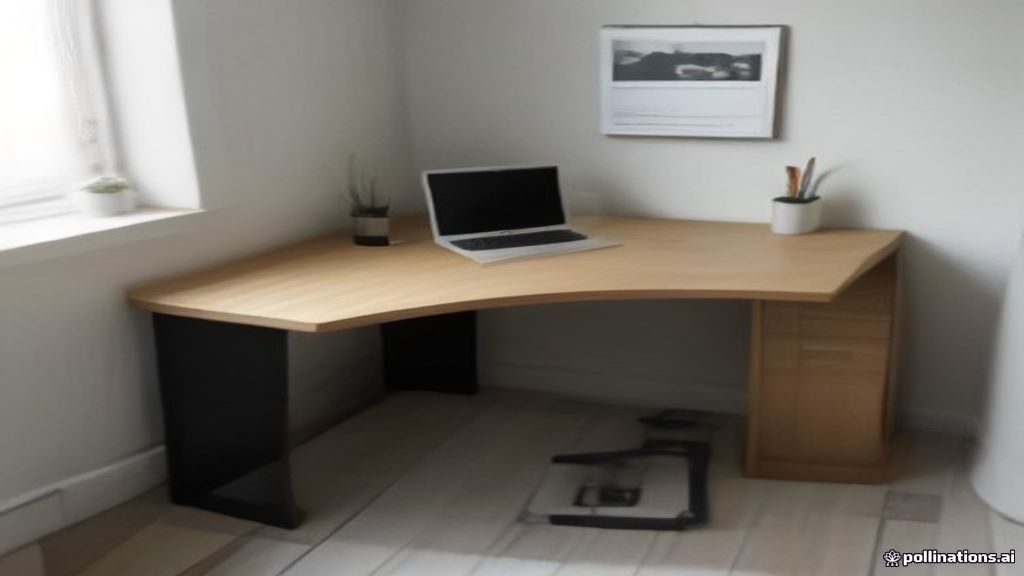 A modern minimalist work desk setup with open evaluation guidelines on a laptop screen for study.