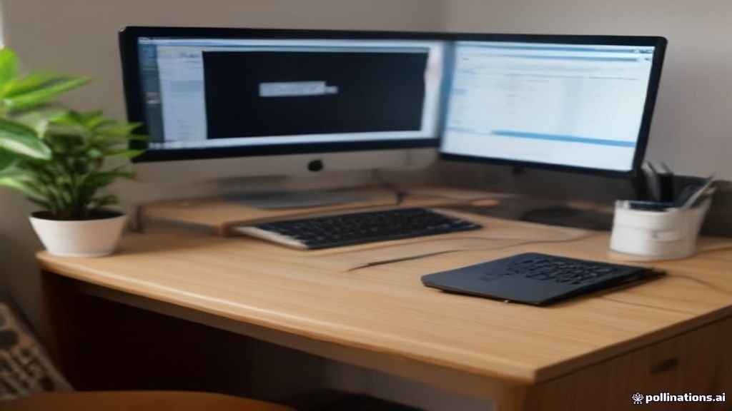 A clean home office desk setup with a laptop and microphone used for remote usability testing tasks.
