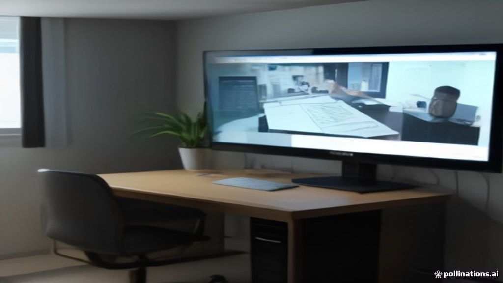 Modern workspace setup with laptop showing video meeting software and headphones for user research testing.