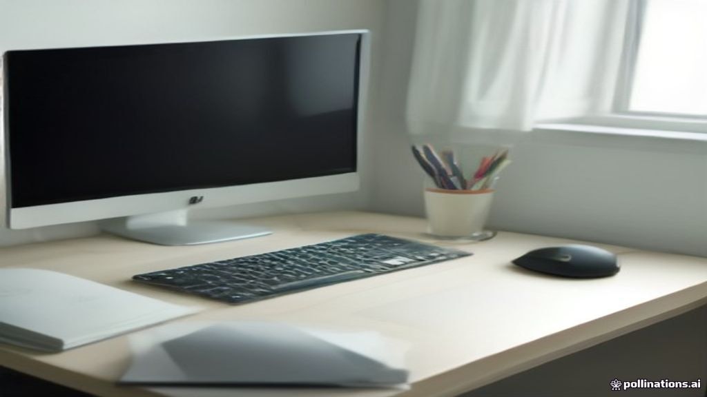 A modern clean desk setup with headphones and a laptop showing research analytics in bright daylight.