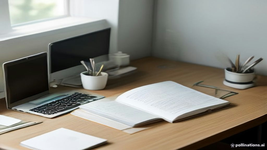 A professional remote work setup featuring a laptop and study notes for online tutoring.