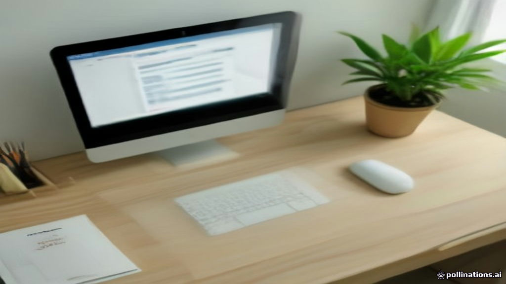 A modern home office desk with a laptop displaying remote AI worker task management software.