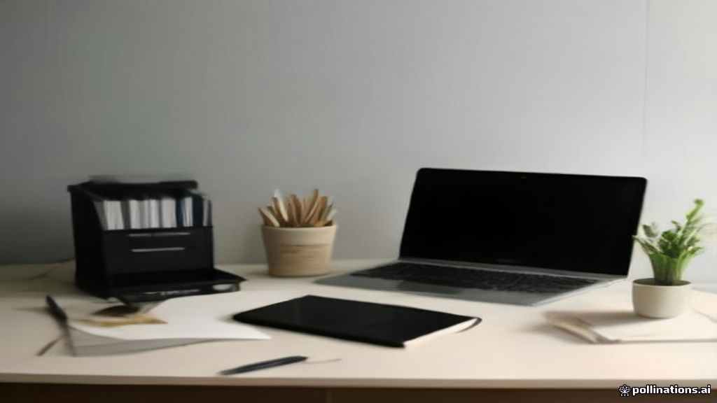 A modern workspace set up for an independent online tutor with a laptop and notes.